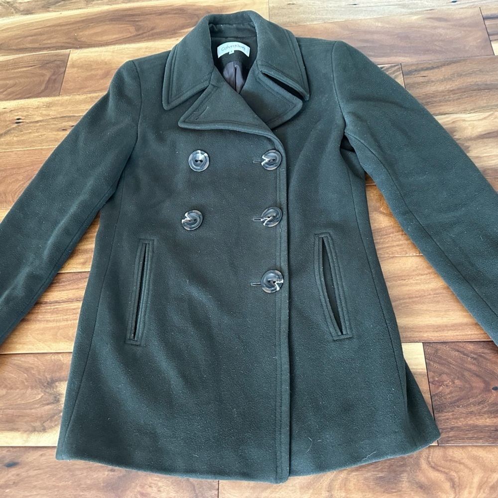 Calvin Klein Dark Olive Green Peacoat size 4 - Picture 2 of 4